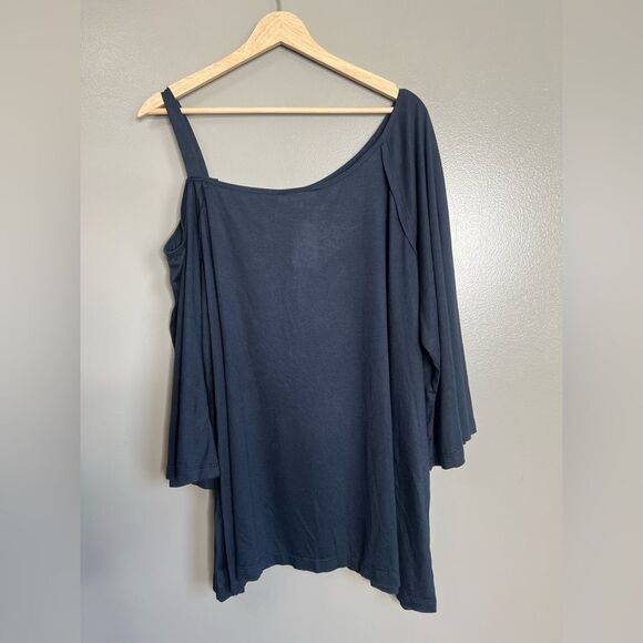 4/$25 Weekend Suzanne Betro navy blue cold shoulder tee shirt size 3X casual - Picture 3 of 6
